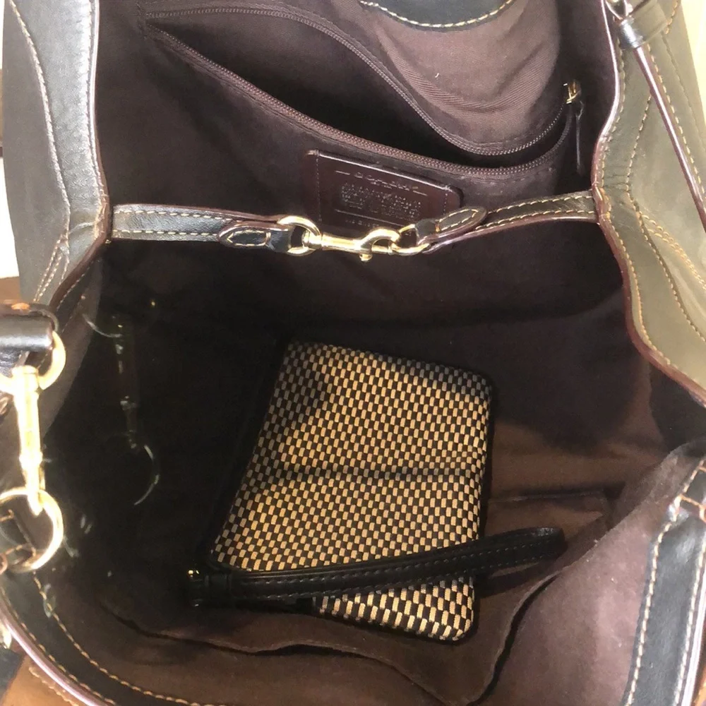 COACH Legacy Black Phoebe Jacquard Leather Shoulder Bag with Crossbody Strap
